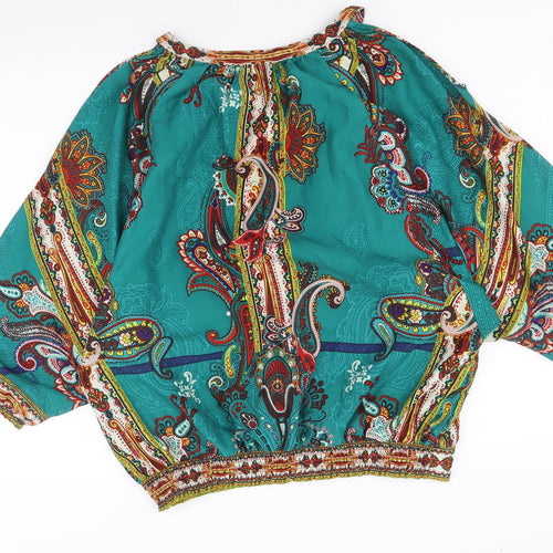 ECI Womens Multicoloured Geometric Polyester Basic Blouse Size L Round Neck