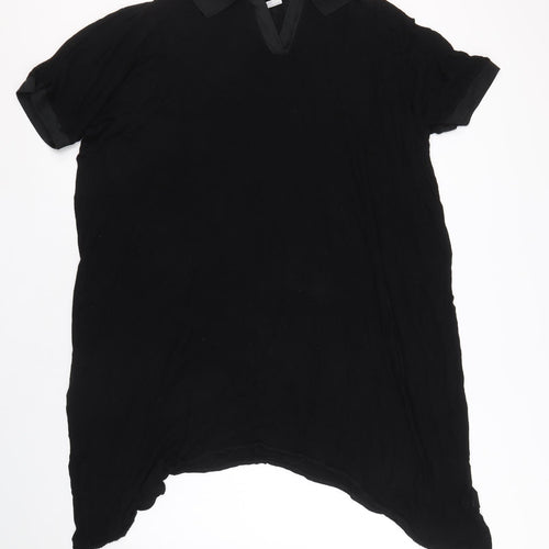 Zara Womens Black Polyester Shirt Dress Size M Collared Pullover