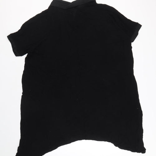 Zara Womens Black Polyester Shirt Dress Size M Collared Pullover