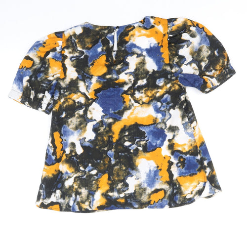 Compania Fantastica Womens Multicoloured Geometric Polyester Basic Blouse Size S Round Neck