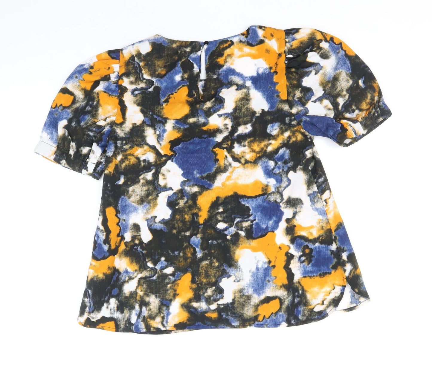 Compania Fantastica Womens Multicoloured Geometric Polyester Basic Blouse Size S Round Neck