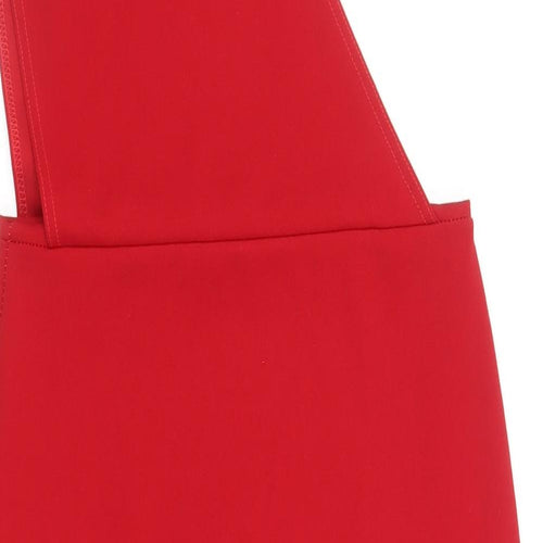 PRETTYLITTLETHING Womens Red Polyester Bodycon Size 14 One Shoulder Pullover