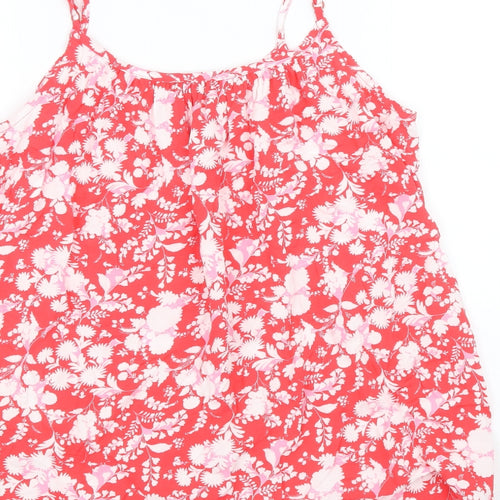 Marks and Spencer Womens Red Geometric Viscose Basic Tank Size 10 Round Neck