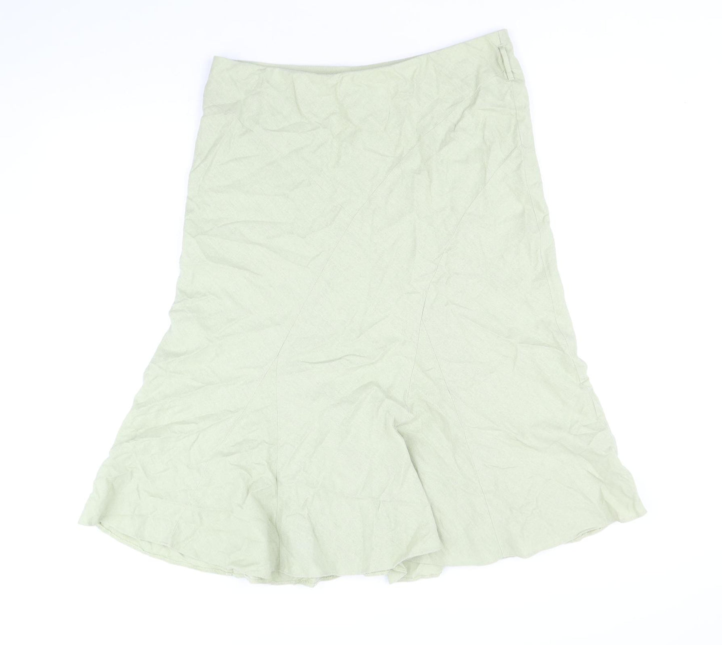 BHS Womens Green Linen Swing Skirt Size 14