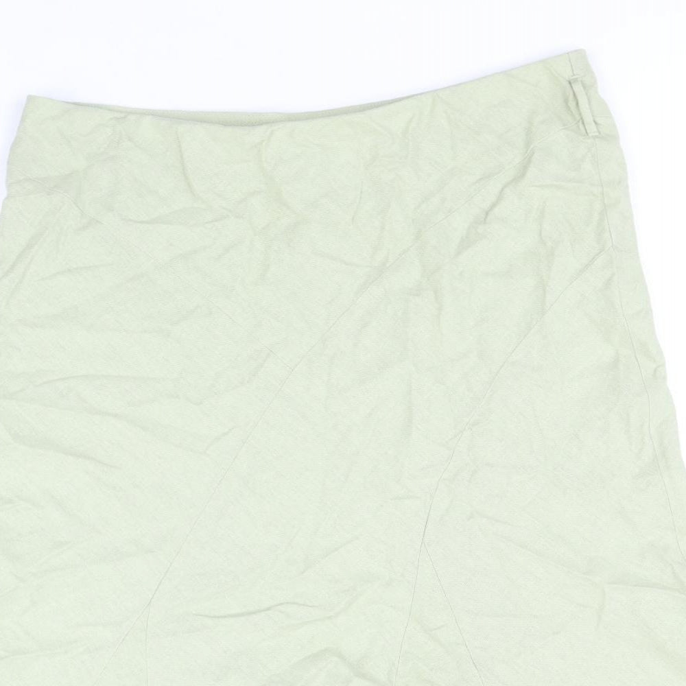BHS Womens Green Linen Swing Skirt Size 14