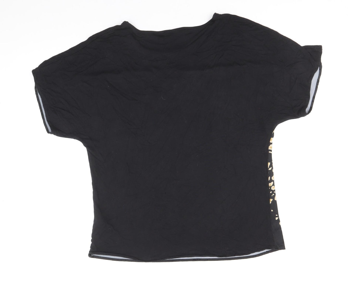 Per Una Womens Black Animal Print Polyester Basic T-Shirt Size 12 Scoop Neck - Leopard Print