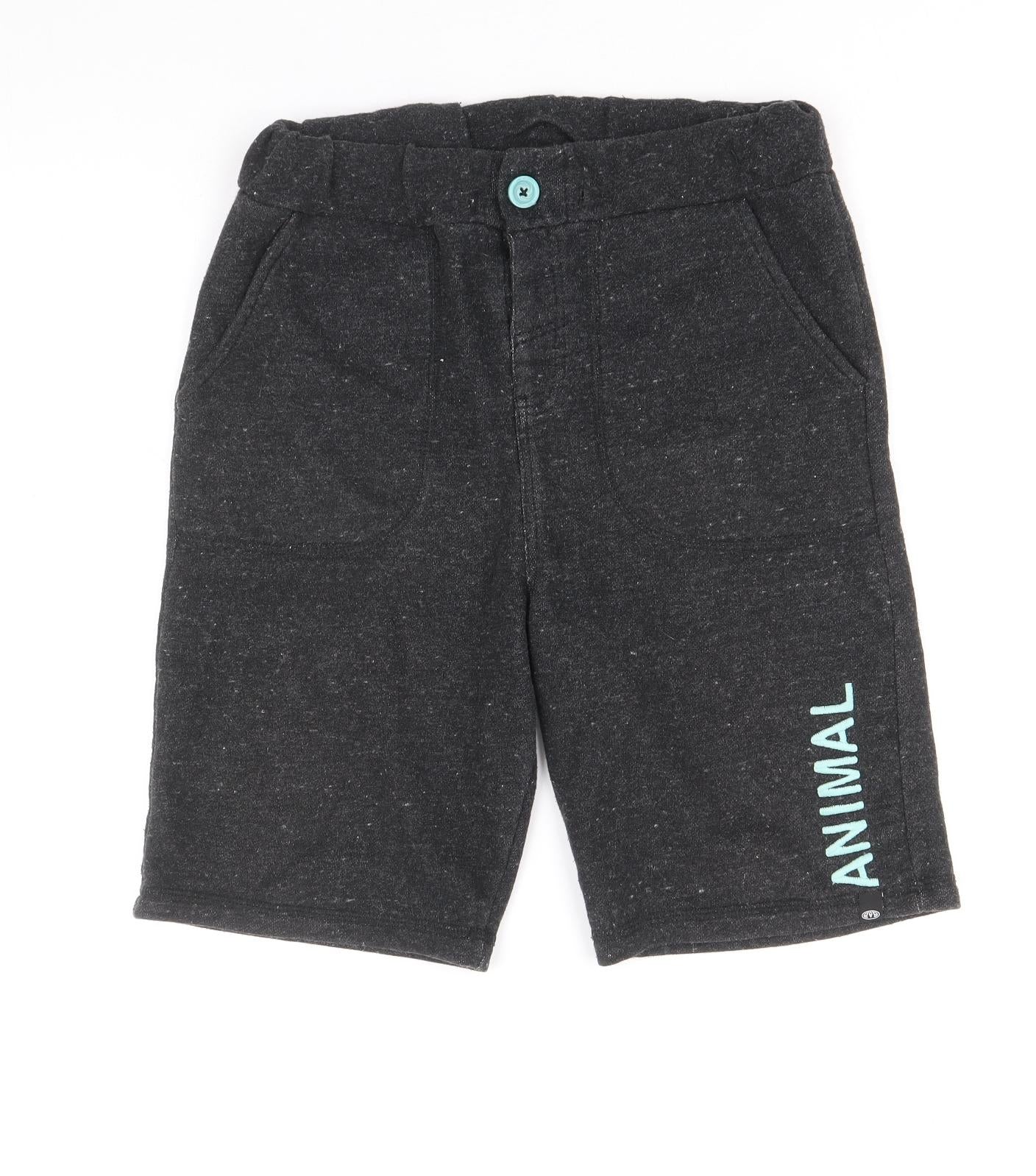 Animal Boys Black Cotton Sweat Shorts Size 11-12 Years Regular Buckle