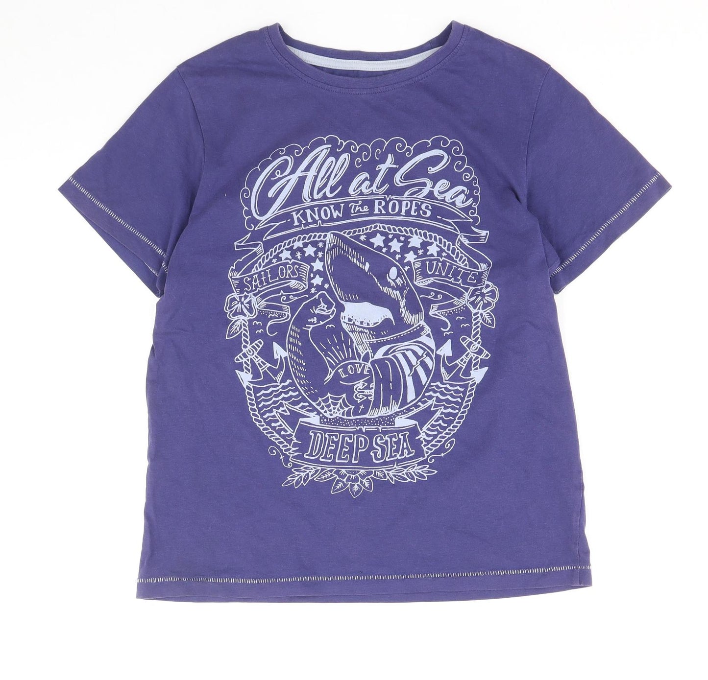 TU Boys Purple 100% Cotton Basic T-Shirt Size 11-12 Years Round Neck Pullover