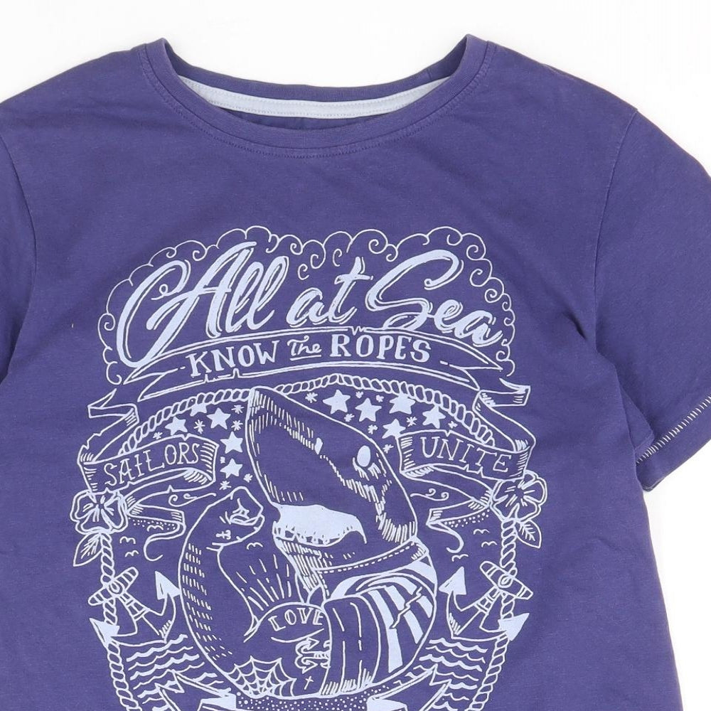 TU Boys Purple 100% Cotton Basic T-Shirt Size 11-12 Years Round Neck Pullover