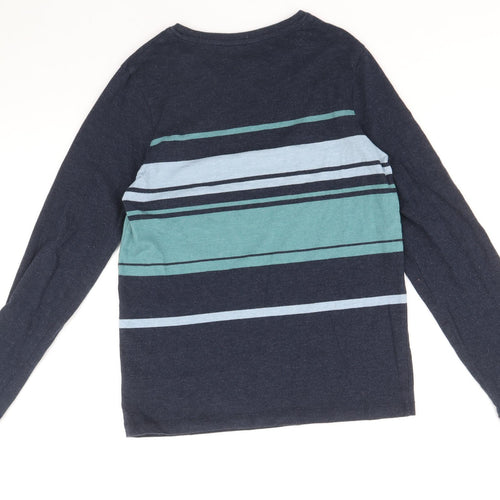 TU Boys Blue Striped Cotton Pullover T-Shirt Size 12 Years Round Neck Pullover