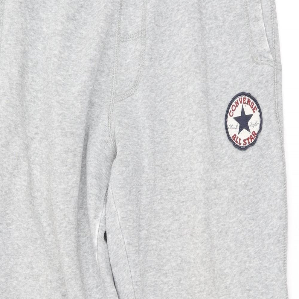 Converse Mens Grey Cotton Sweatpants Trousers Size S Regular Drawstring