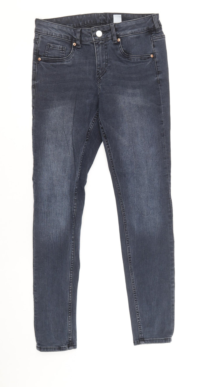 & Denim Womens Blue Cotton Skinny Jeans Size 10 Regular Zip