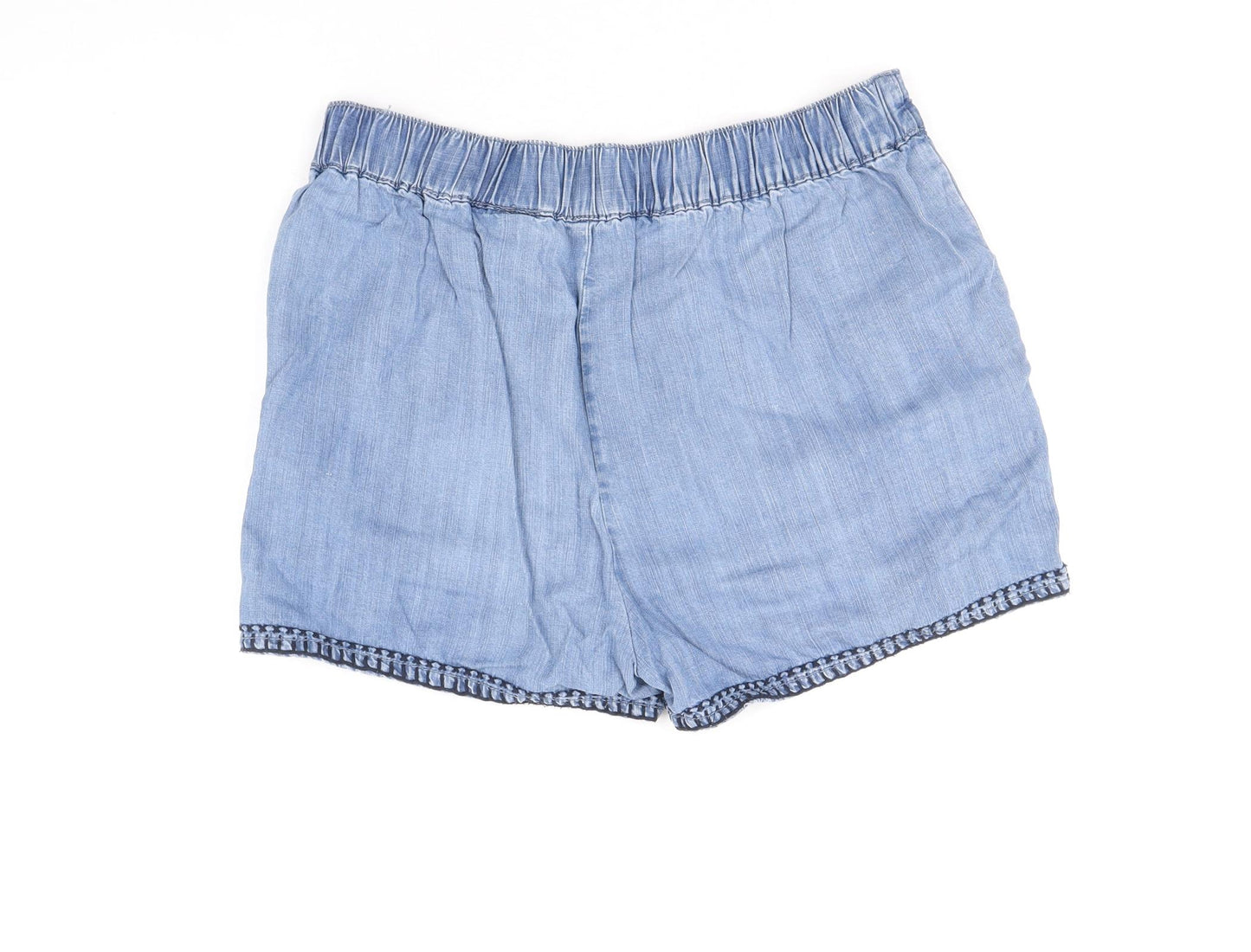NEXT Womens Blue Lyocell Basic Shorts Size 10 Regular Pull On