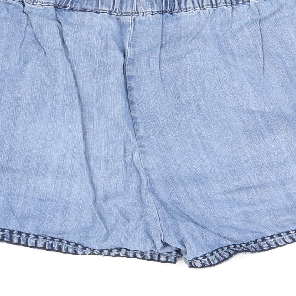 NEXT Womens Blue Lyocell Basic Shorts Size 10 Regular Pull On