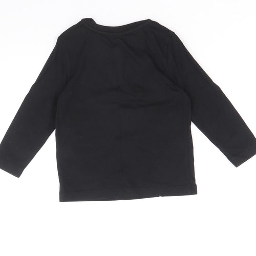 George Boys Black 100% Cotton Basic T-Shirt Size 18-24 Months Round Neck Snap - Team Pudsey