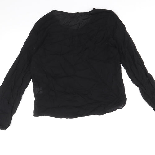 Kilibbi Womens Black Viscose Basic Blouse Size 8 V-Neck