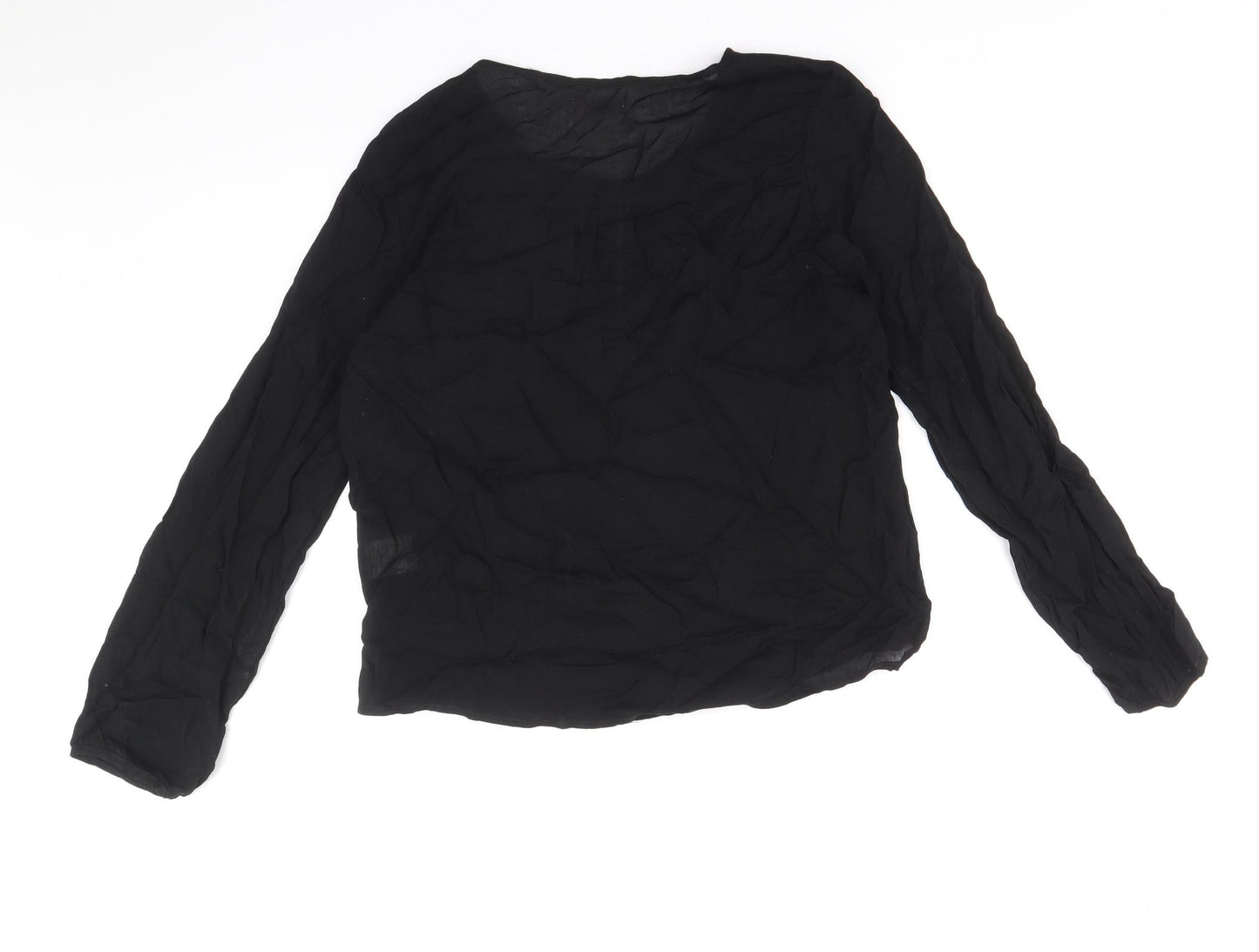 Kilibbi Womens Black Viscose Basic Blouse Size 8 V-Neck