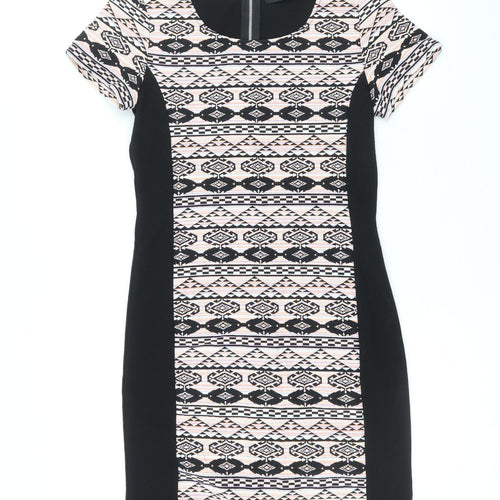 VILA Womens Multicoloured Geometric Polyester A-Line Size M Round Neck Zip