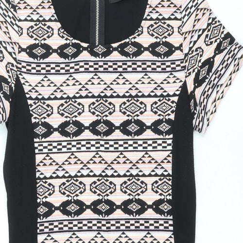 VILA Womens Multicoloured Geometric Polyester A-Line Size M Round Neck Zip