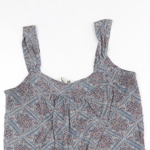 Monsoon Womens Multicoloured Geometric Viscose Basic Tank Size 10 Round Neck