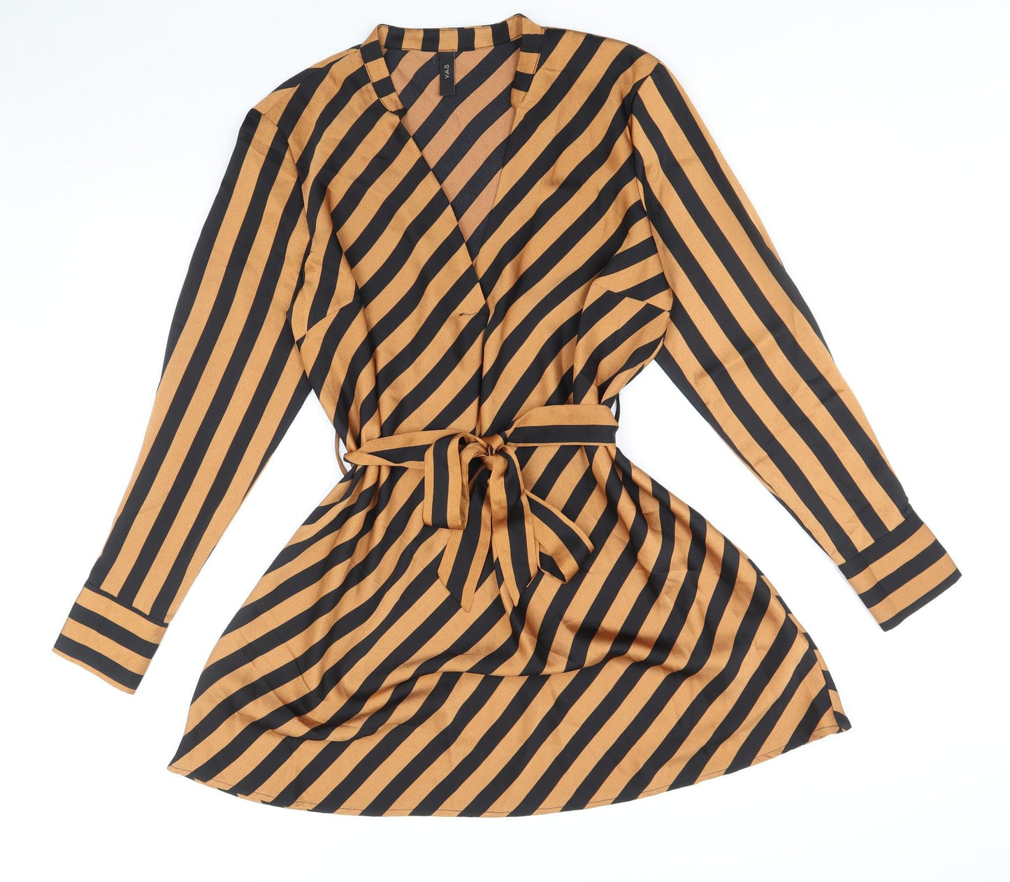 Y.A.S Womens Multicoloured Striped Polyester Fit & Flare Size L V-Neck Pullover