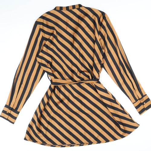 Y.A.S Womens Multicoloured Striped Polyester Fit & Flare Size L V-Neck Pullover