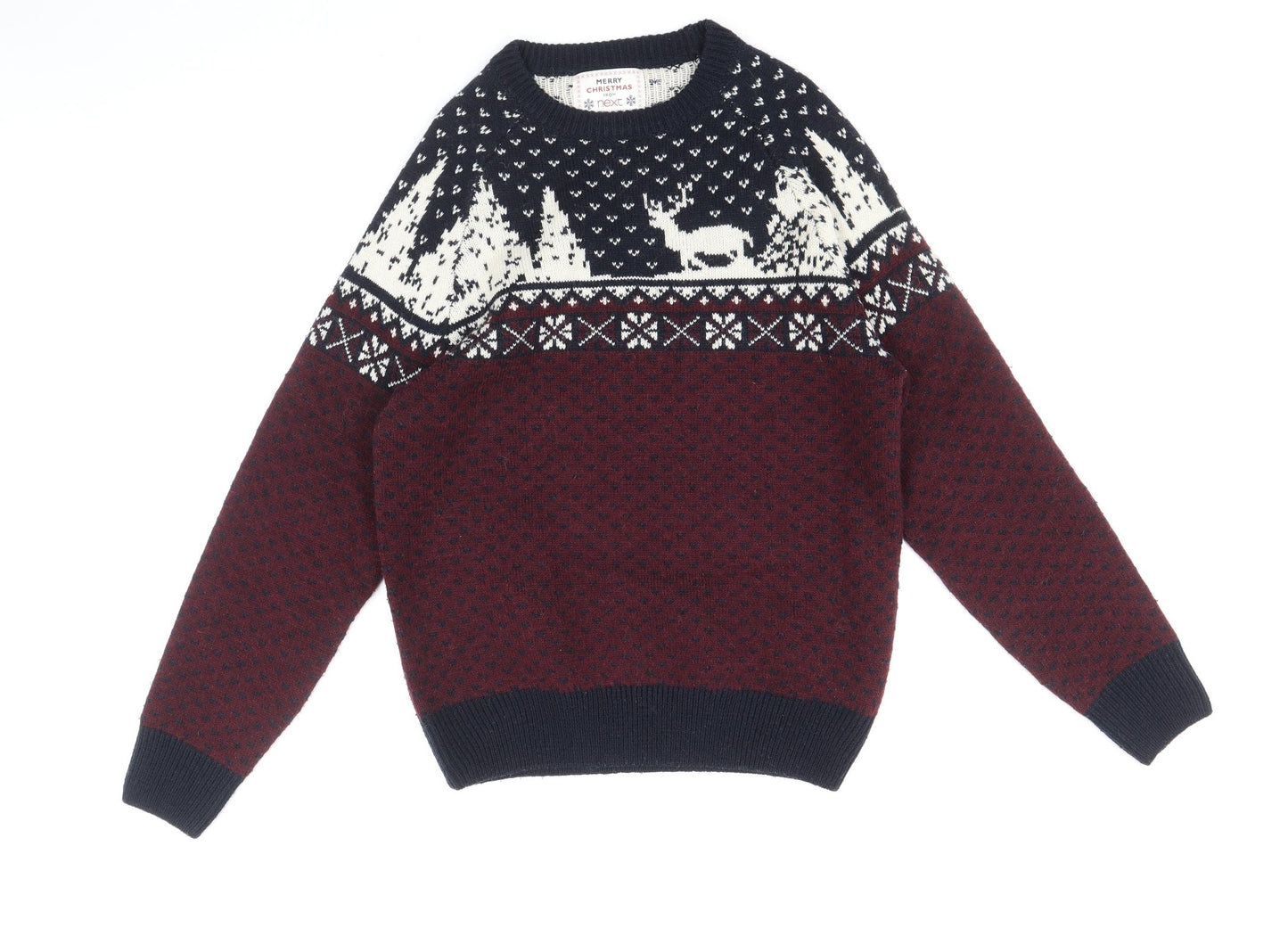 NEXT Mens Multicoloured Round Neck Fair Isle Acrylic Pullover Jumper Size S Long Sleeve