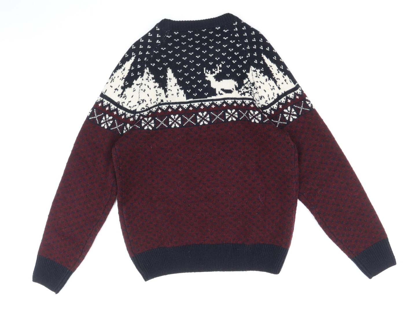 NEXT Mens Multicoloured Round Neck Fair Isle Acrylic Pullover Jumper Size S Long Sleeve