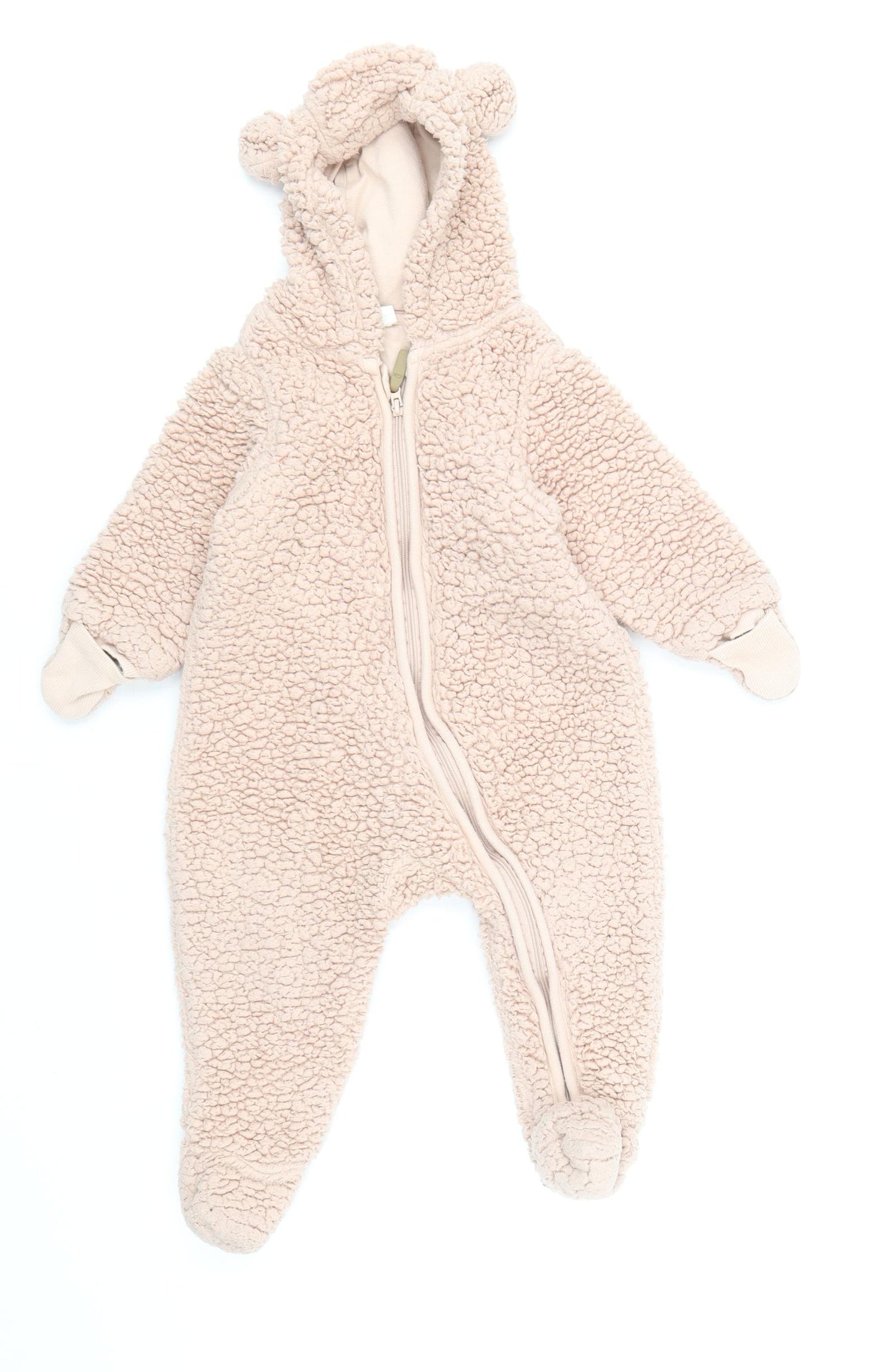 H&M Girls Pink Basic Coat Coat Size 6-9 Months Zip - Bear