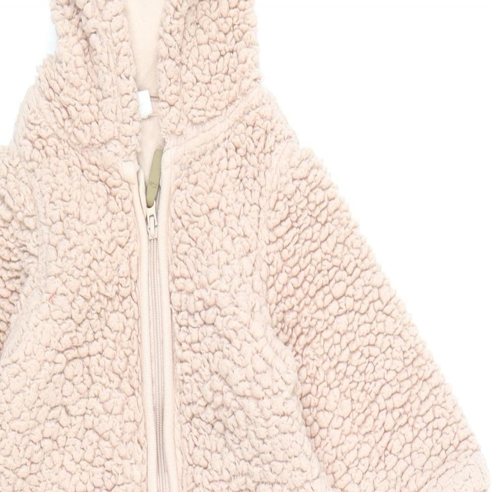 H&M Girls Pink Basic Coat Coat Size 6-9 Months Zip - Bear