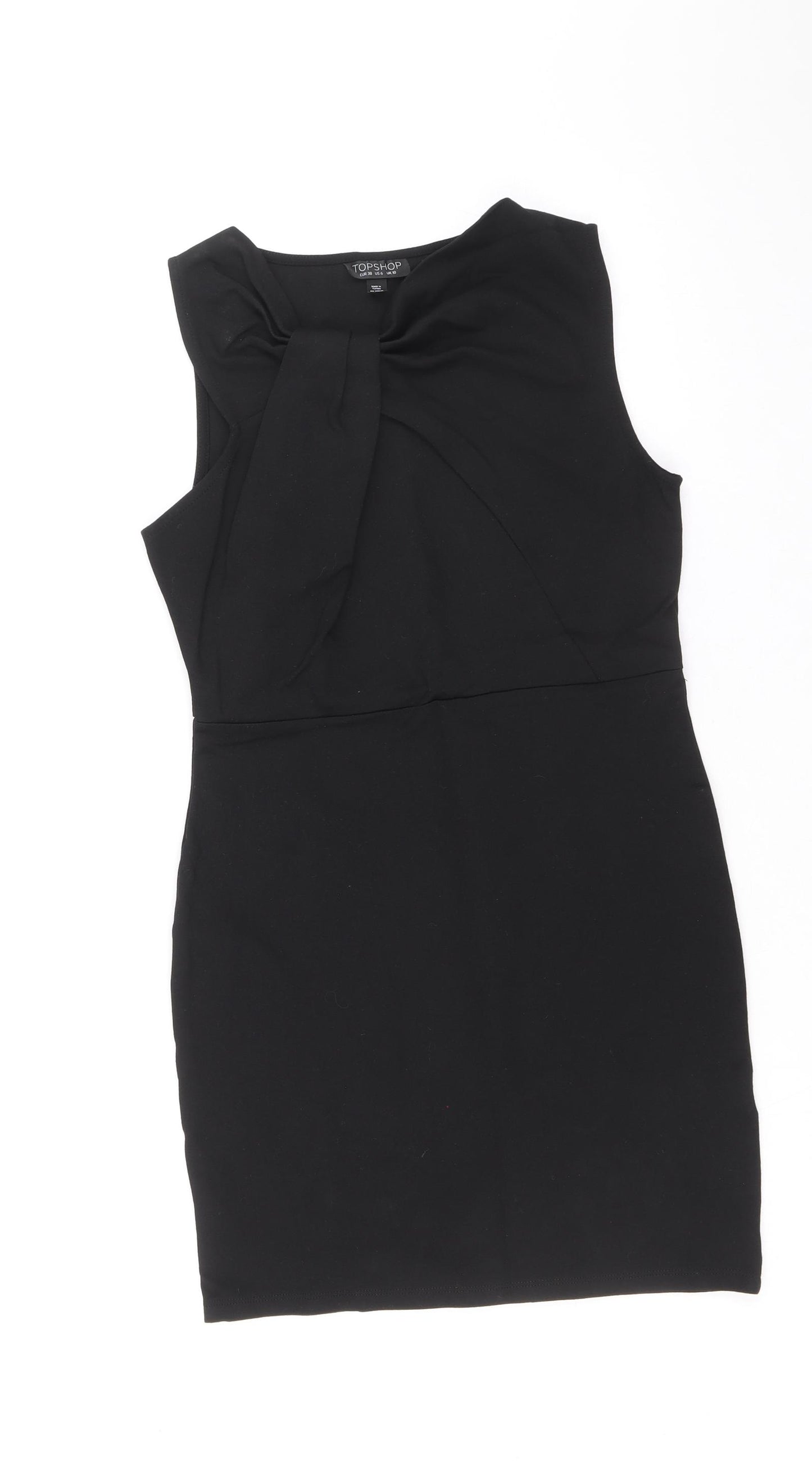 Topshop Womens Black Polyamide A-Line Size 10 Round Neck Pullover