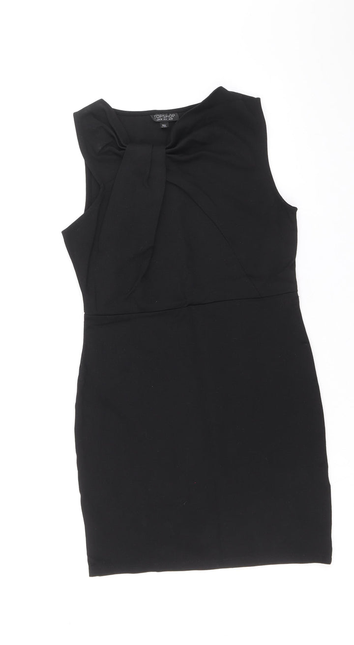 Topshop Womens Black Polyamide A-Line Size 10 Round Neck Pullover
