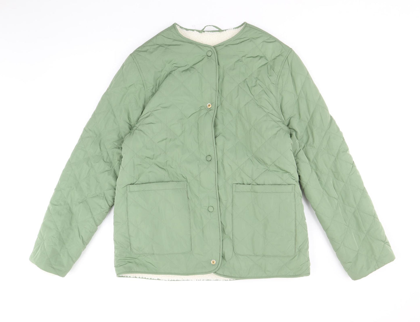 Marks and Spencer Womens Green Quilted Jacket Size 6 Buckle
