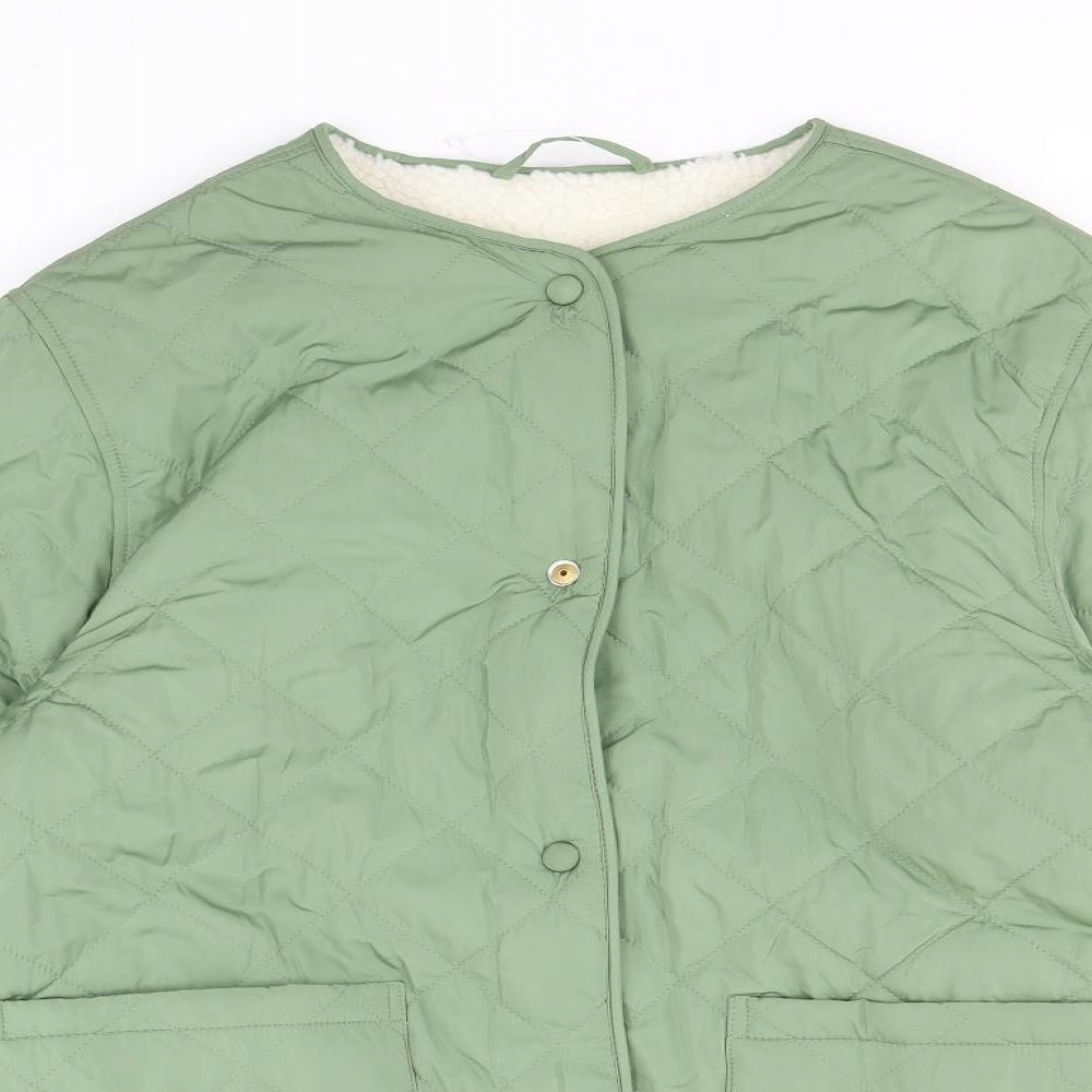 Marks and Spencer Womens Green Quilted Jacket Size 6 Buckle