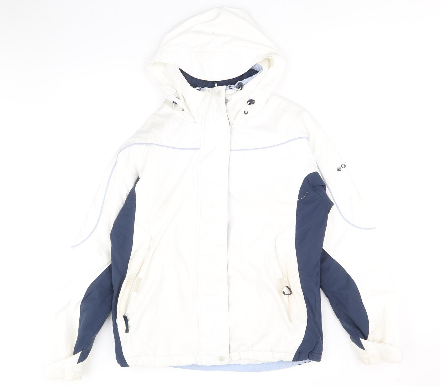 Columbia Womens White Windbreaker Coat Size L Zip