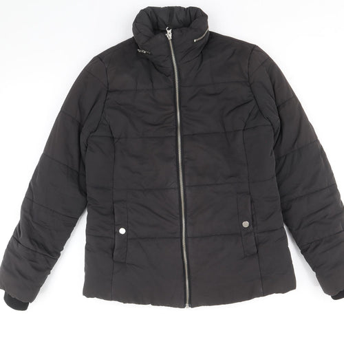 John Lewis Womens Black Quilted Coat Size 8 Zip