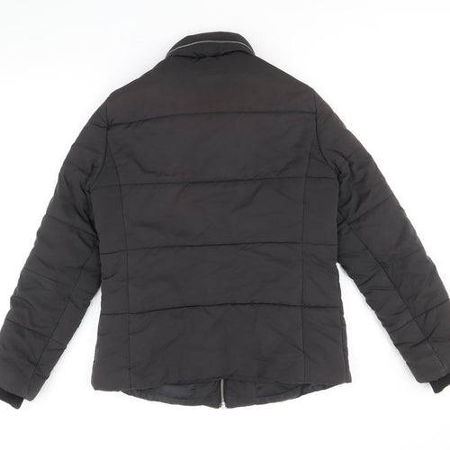 John Lewis Womens Black Quilted Coat Size 8 Zip