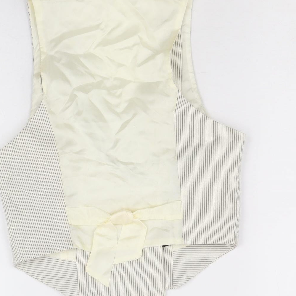 Warehouse Womens Ivory Striped Cotton Jacket Suit Waistcoat Size 8