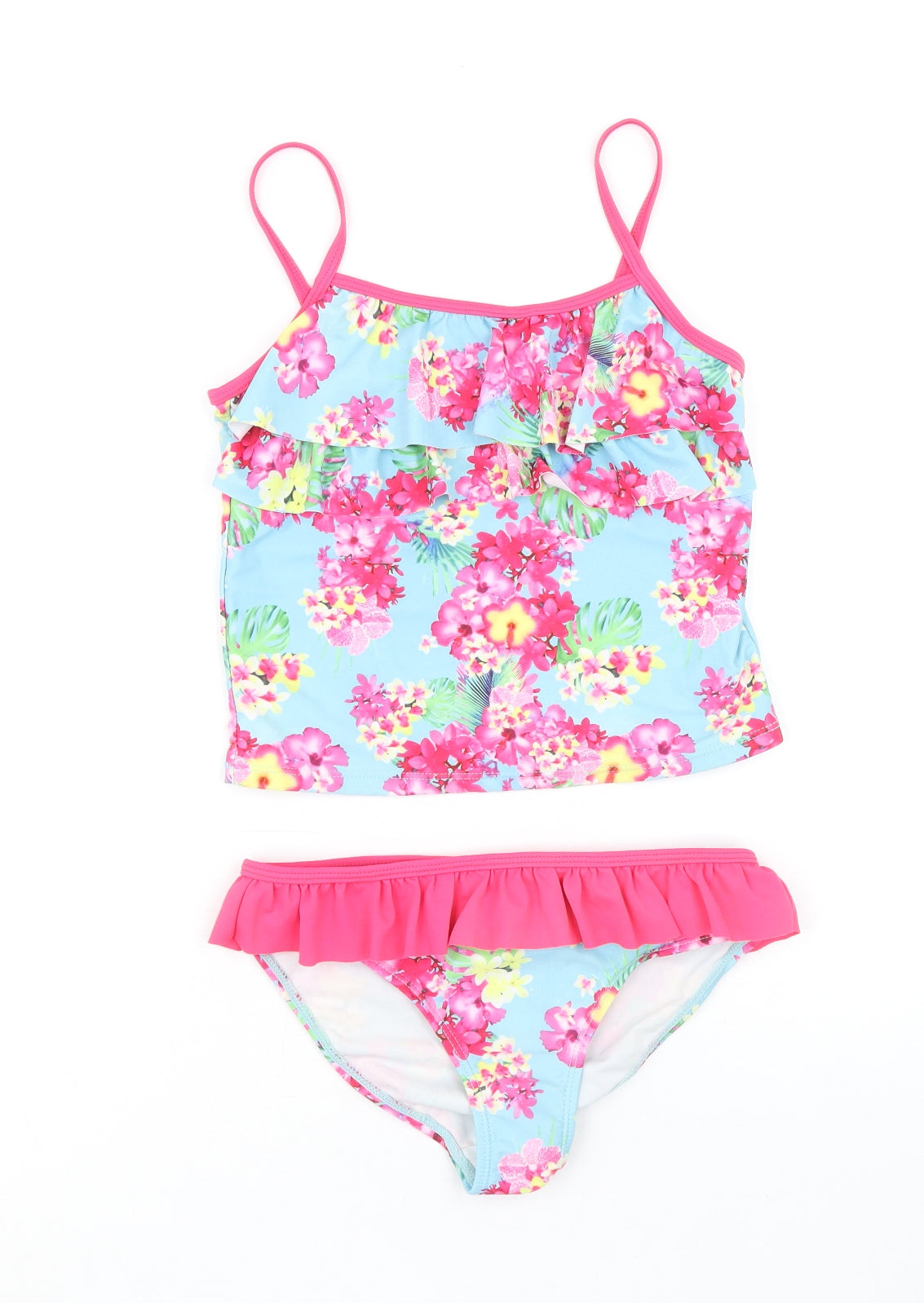 Nutmeg Girls Multicoloured Floral Polyester Shorts Outfit/Set Size 8-9 Years Pullover - Tankini Two Piece