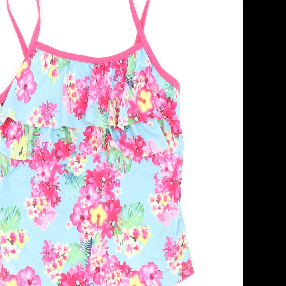 Nutmeg Girls Multicoloured Floral Polyester Shorts Outfit/Set Size 8-9 Years Pullover - Tankini Two Piece