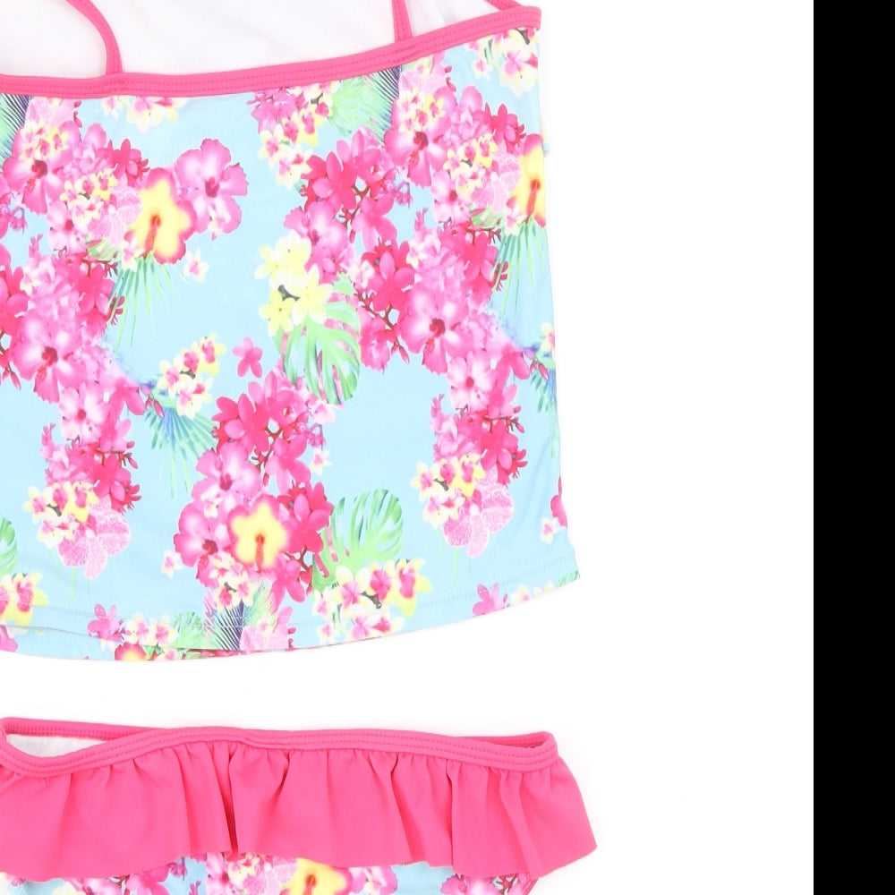 Nutmeg Girls Multicoloured Floral Polyester Shorts Outfit/Set Size 8-9 Years Pullover - Tankini Two Piece