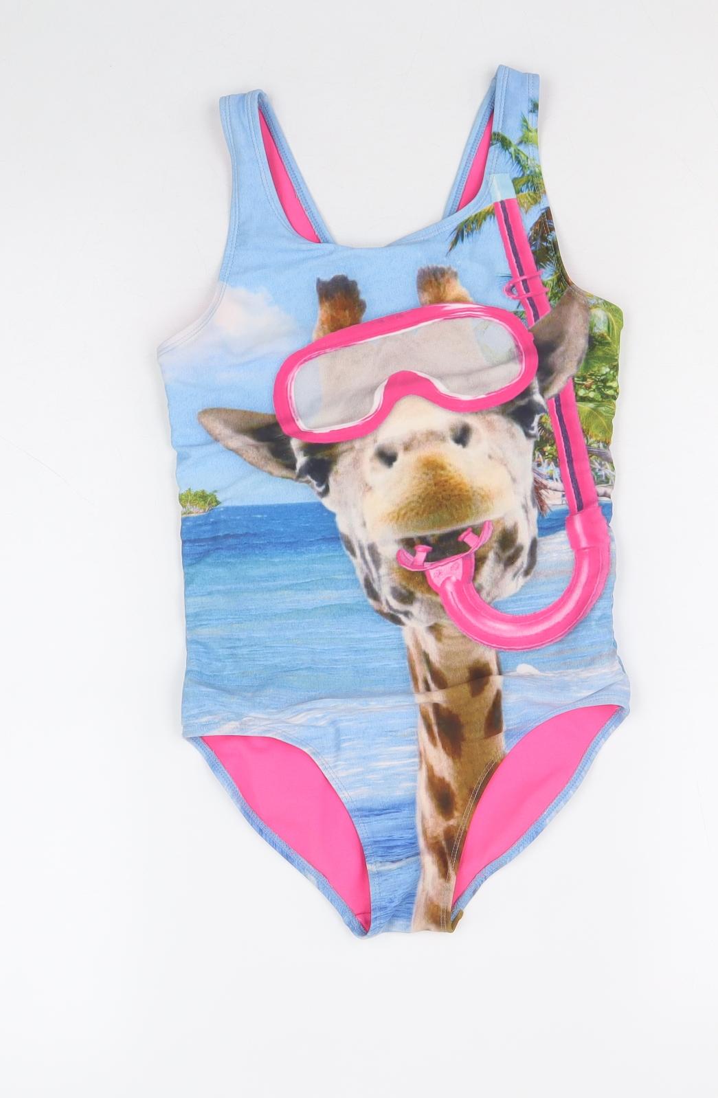 NEXT Girls Multicoloured Polyester Bodysuit One-Piece Size 10 Years Pullover - Giraffe Swimsuit