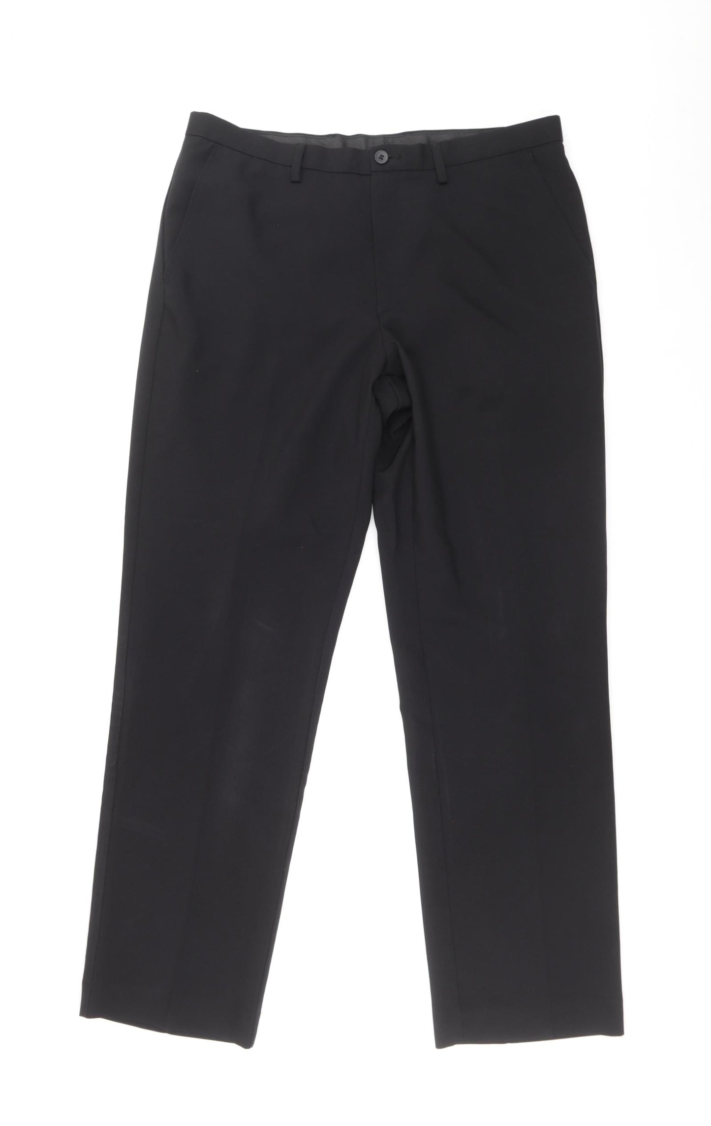F&F Mens Black Polyester Trousers Size 34 in Regular Zip