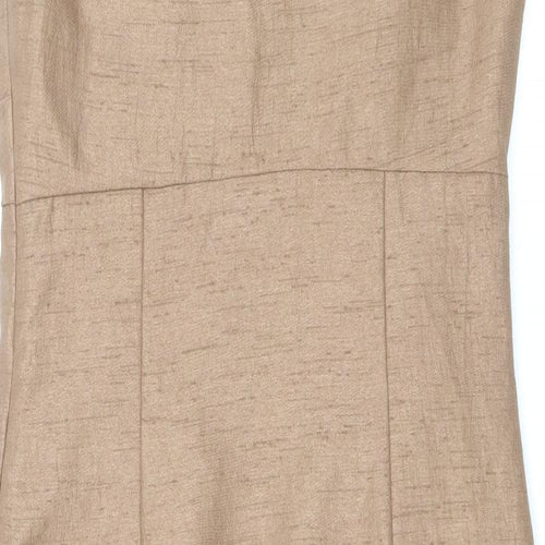 NEXT Womens Brown Polyester Sheath Size 8 Scoop Neck Zip