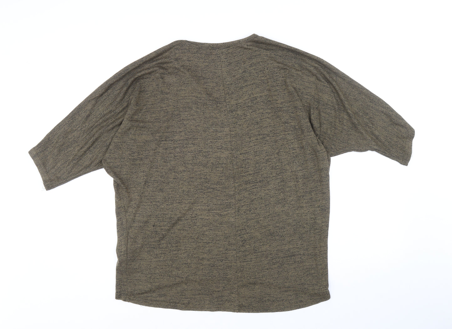 New Look Womens Green V-Neck Viscose Pullover Jumper Size M