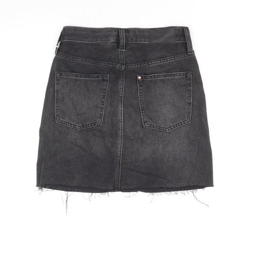 H&M Womens Black Cotton Straight & Pencil Skirt Size 6 Zip