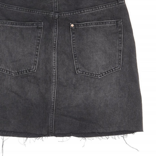 H&M Womens Black Cotton Straight & Pencil Skirt Size 6 Zip