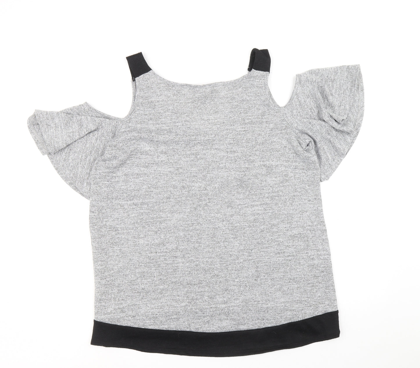 Lipsy Womens Grey Polyester Basic T-Shirt Size 12 V-Neck