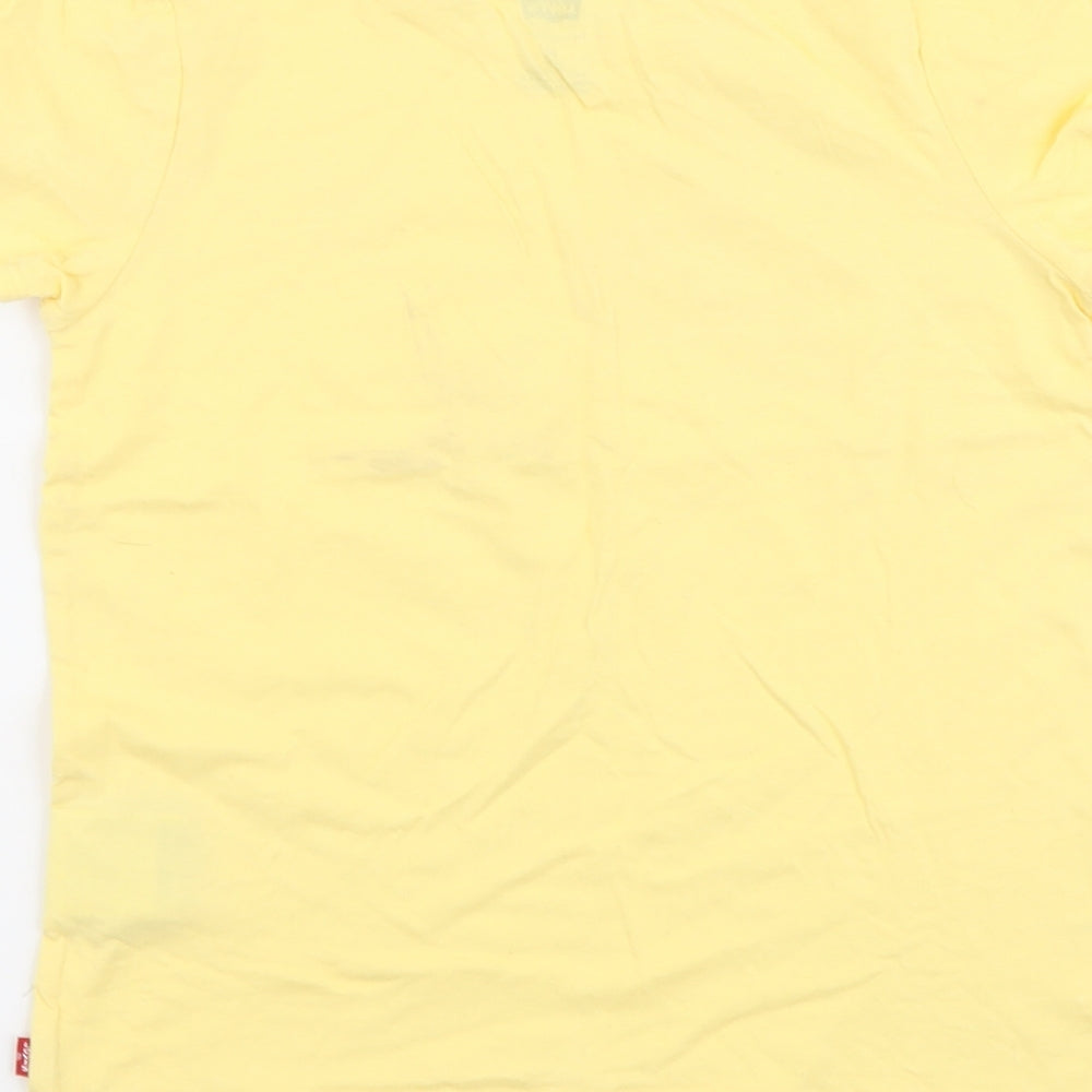 Levi's Girls Yellow Cotton Basic T-Shirt Size 14-15 Years Round Neck Pullover