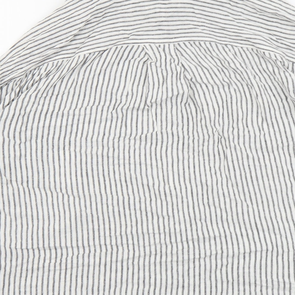 George Womens Grey Striped Viscose Basic Button-Up Size 12 V-Neck